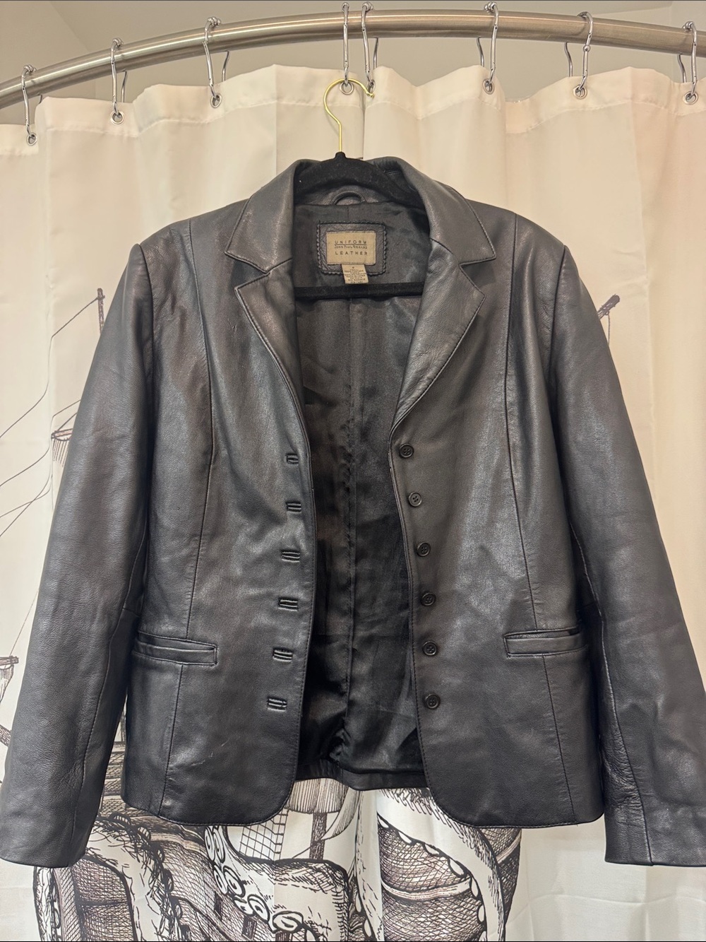 Liz Claiborne Black Leather Blazer Jacket